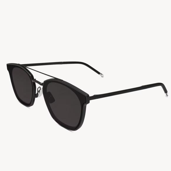 Saint Laurent Sunglasses Round Classic SL 28 Mat Black Metal Double Bridge $585 - Picture 1 of 13